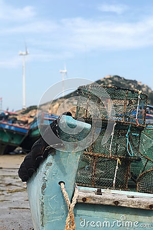 A corner of a fishing boat Stock Photo
